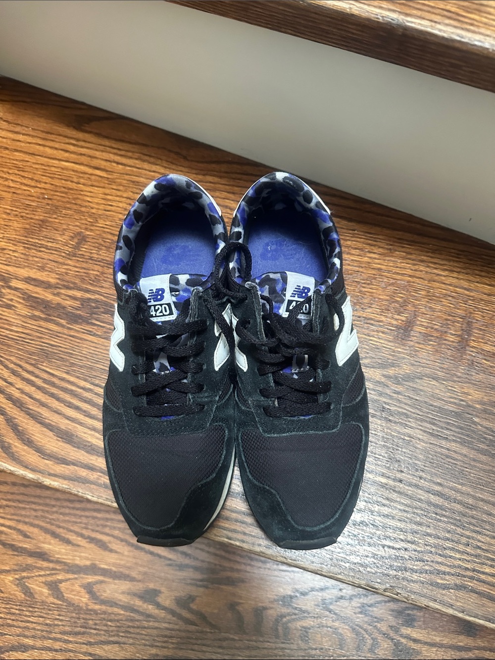 New Balance Black & White Sneakers with Purple Camouflage Lining